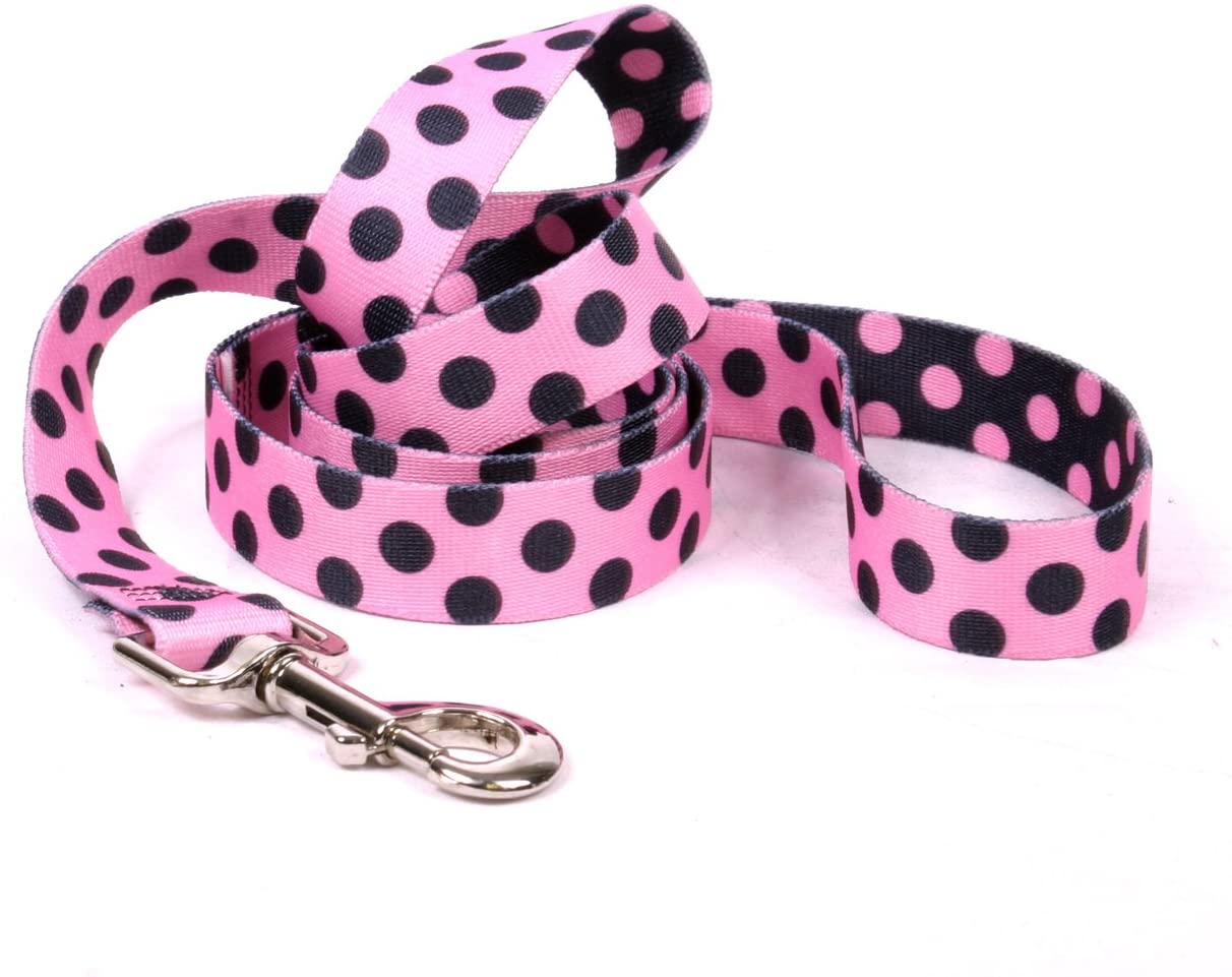 Yellow Dog Design Pink/Black Polka Dot Lead 48'' RRP 12.99 CLEARANCE XL 8.99